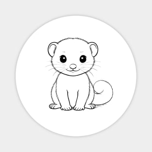 Cute Baby Ferret Animal Outline Magnet